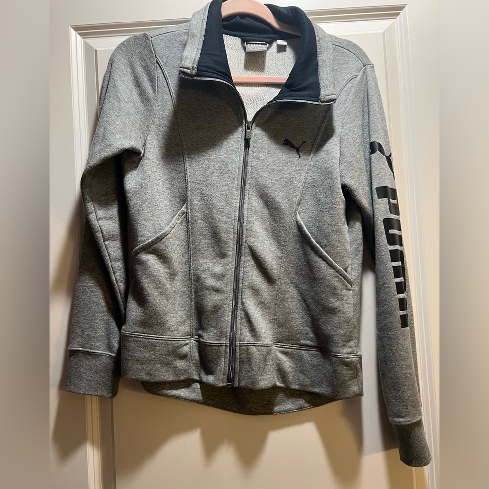 Puma Heather Gray Full-Zip Sweatshirt